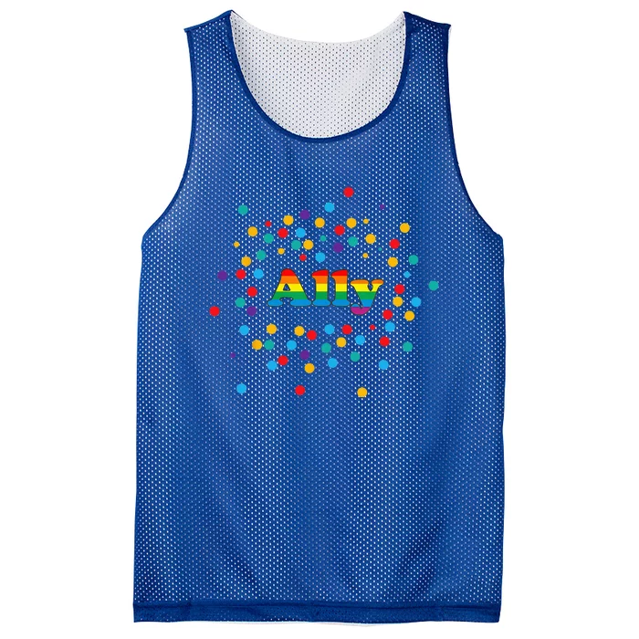 Proud Ally Pride Gay LGBTQ Ally Rainbow Mesh Reversible Basketball Jersey Tank