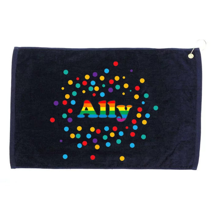 Proud Ally Pride Gay LGBTQ Ally Rainbow Grommeted Golf Towel