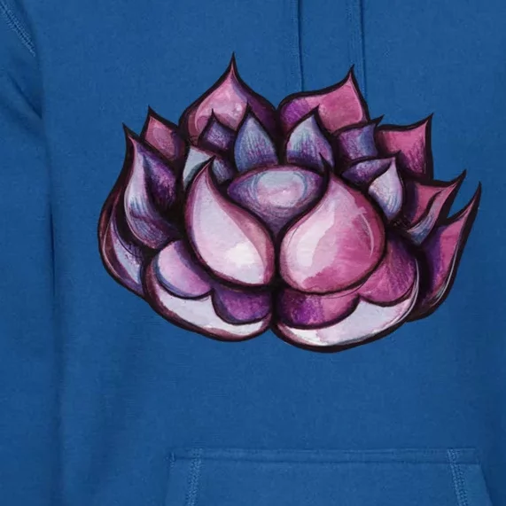 Purple And Pink Lotus Blossom Flower Art Yoga Class Lotus Gift Premium Hoodie