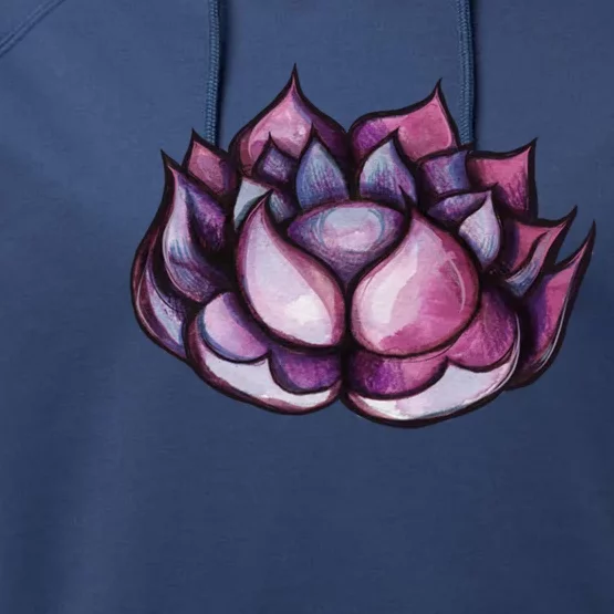 Purple And Pink Lotus Blossom Flower Art Yoga Class Lotus Gift Performance Fleece Hoodie