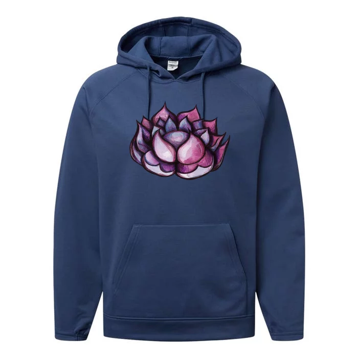 Purple And Pink Lotus Blossom Flower Art Yoga Class Lotus Gift Performance Fleece Hoodie