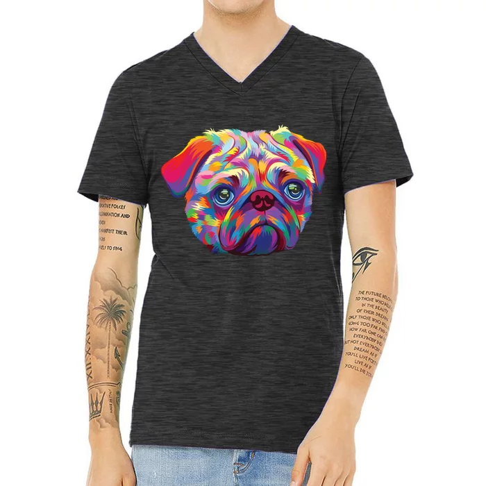 Pug Artwork Pug Lover Pug Owner Pug Art Pug V-Neck T-Shirt