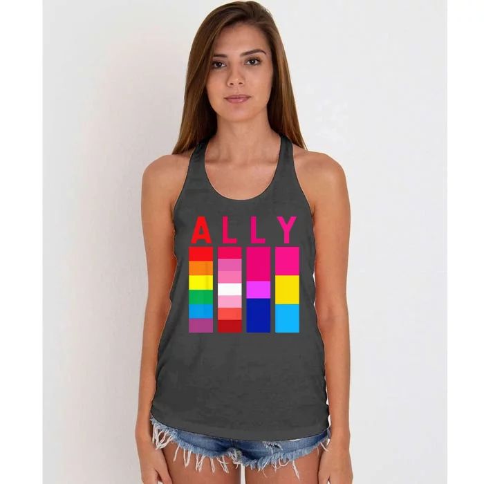 Proud Ally Pride Rainbow LGBT Ally Women's Knotted Racerback Tank