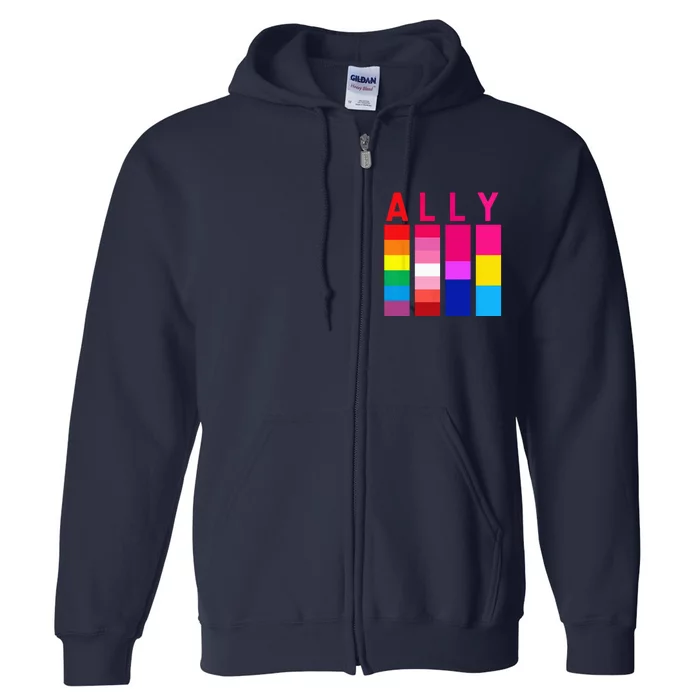 Proud Ally Pride Rainbow LGBT Ally Full Zip Hoodie