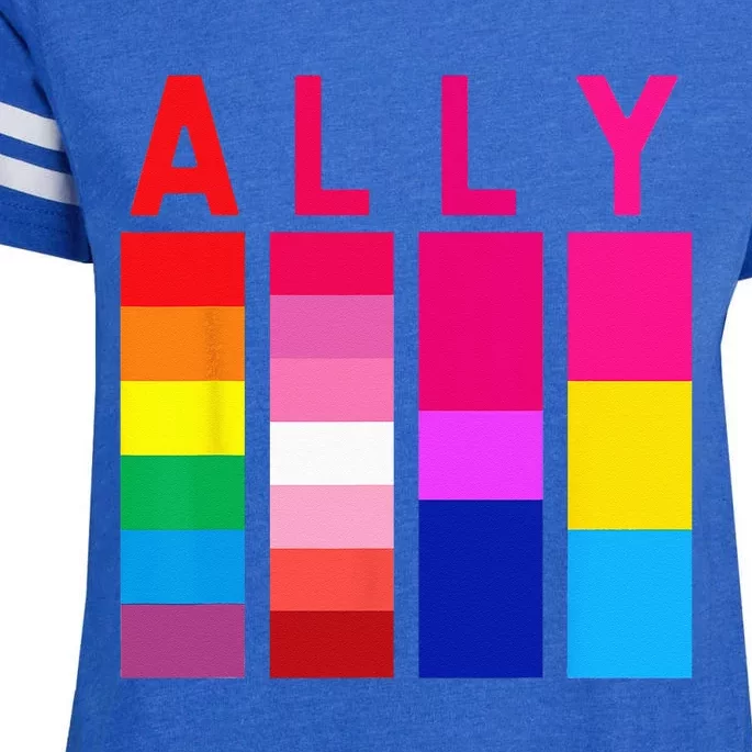 Proud Ally Pride Rainbow LGBT Ally Enza Ladies Jersey Football T-Shirt