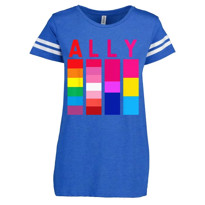 Proud Ally Pride Rainbow LGBT Ally Enza Ladies Jersey Football T-Shirt