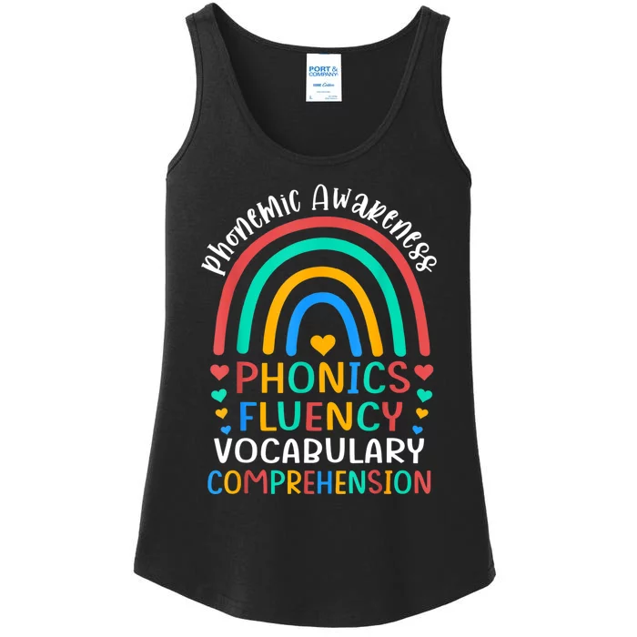 Phonemic Awareness Phonics Fluency Vocabulary Comprehension Ladies Essential Tank