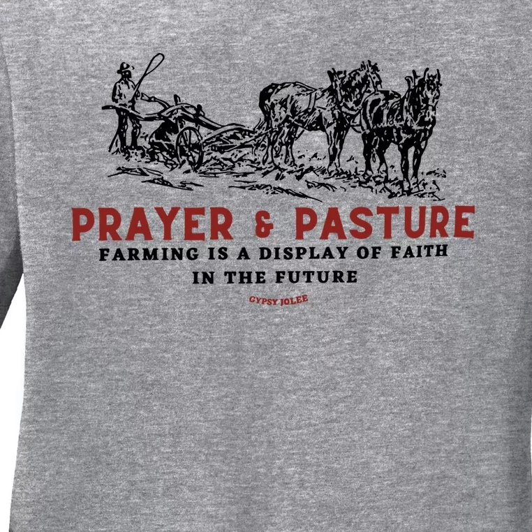 Prayer And Pasture Farmers Wife Gifts Ladies Long Sleeve Shirt