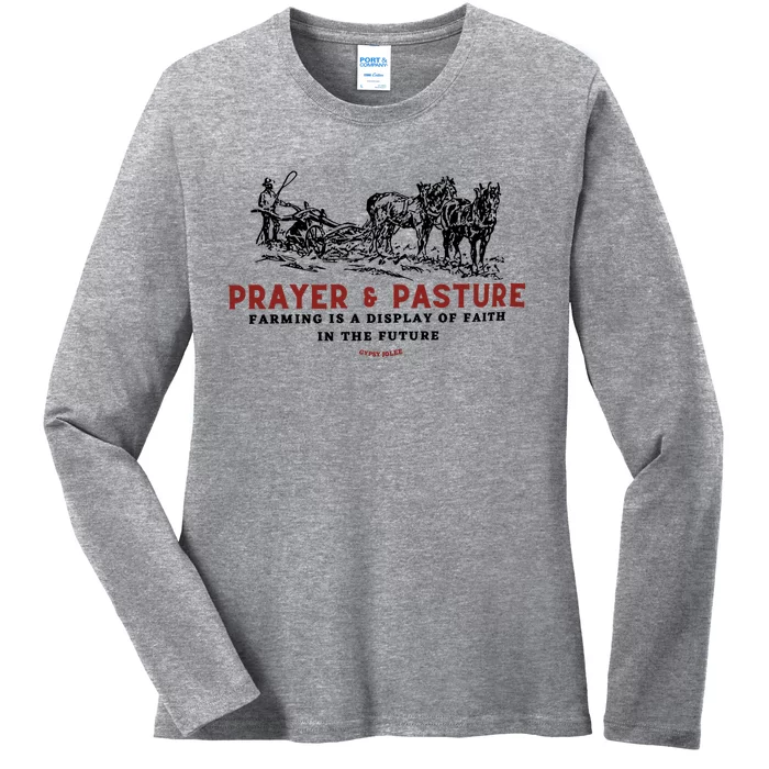 Prayer And Pasture Farmers Wife Gifts Ladies Long Sleeve Shirt