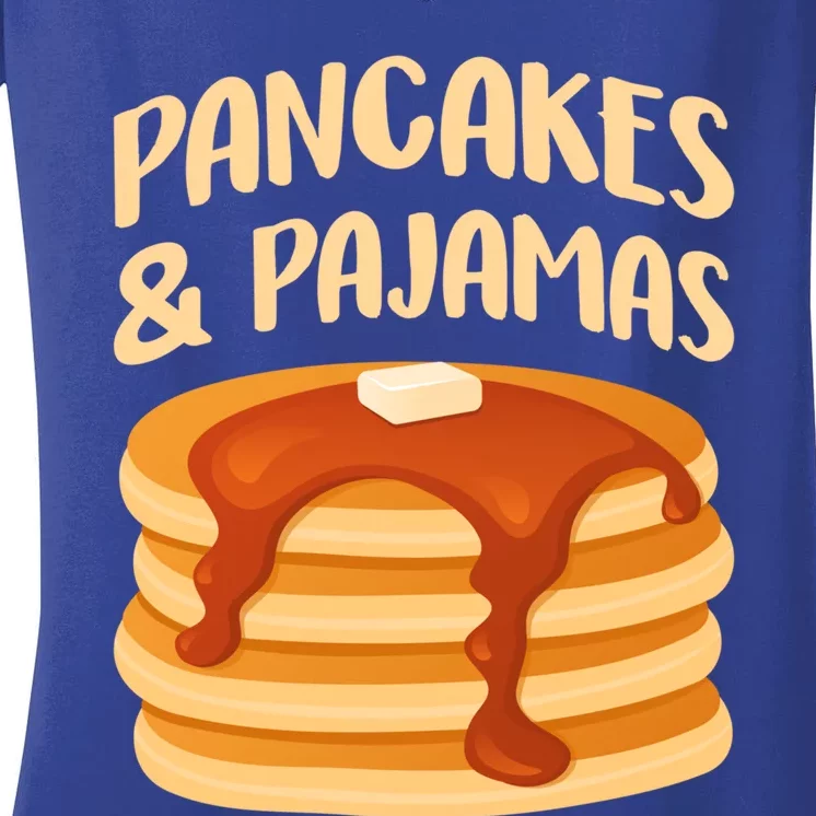 Pancakes And Pajamas Sleepover Sleeping Pancake Day Gift Women's V-Neck T-Shirt