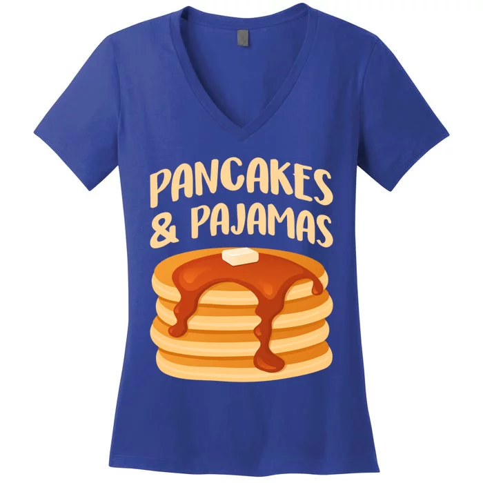 Pancakes And Pajamas Sleepover Sleeping Pancake Day Gift Women's V-Neck T-Shirt