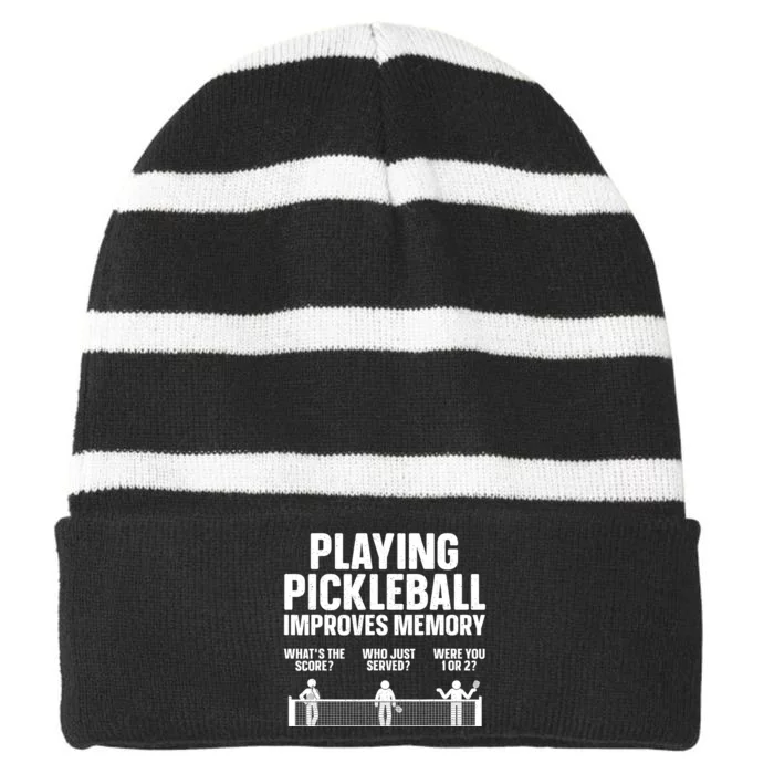 Pickleball Art Paddle Sport Pickleball Lover Striped Beanie with Solid Band