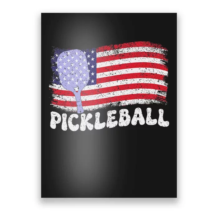 Patriotic American Pickleball Usa Flag 4th Of July Poster