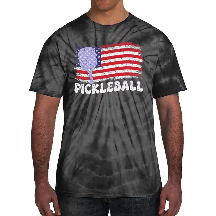 Patriotic American Pickleball Usa Flag 4th Of July Tie-Dye T-Shirt