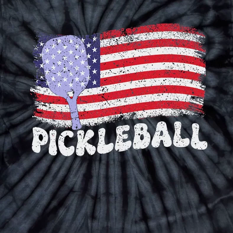 Patriotic American Pickleball Usa Flag 4th Of July Tie-Dye T-Shirt