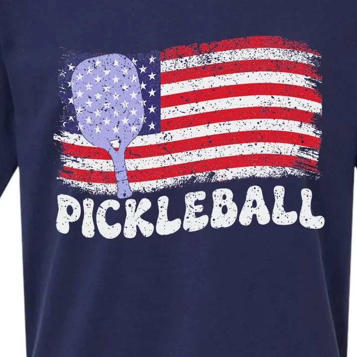 Patriotic American Pickleball Usa Flag 4th Of July Sueded Cloud Jersey T-Shirt