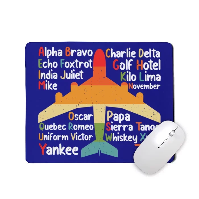 Phonetic Alphabet Pilot Airplane Aviator Lover Funny Gift Mousepad