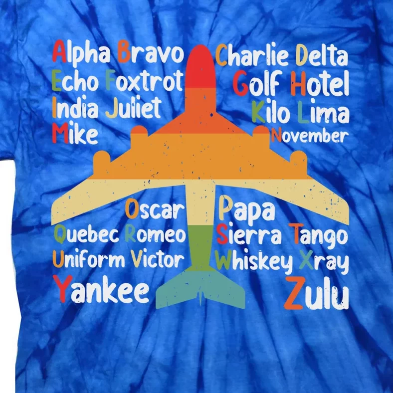 Phonetic Alphabet Pilot Airplane Aviator Lover Funny Gift Tie-Dye T-Shirt