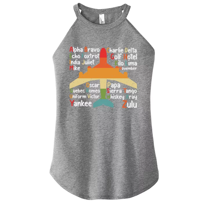 Phonetic Alphabet Pilot Airplane Aviator Lover Funny Gift Women’s Perfect Tri Rocker Tank