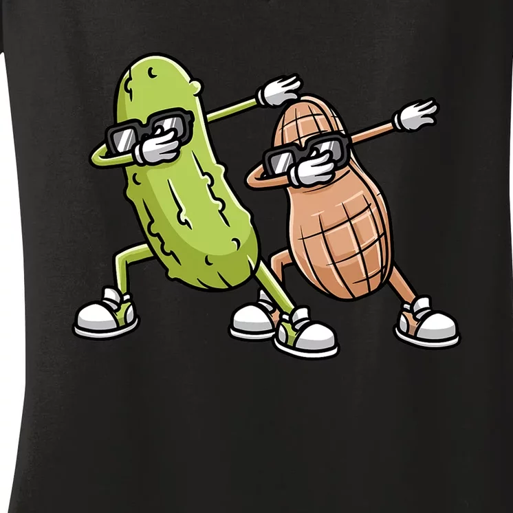 Peanut And Pickle Dabbing Peanut Butter Lover Women's V-Neck T-Shirt