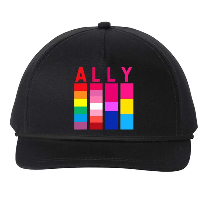 Proud Ally Pride Rainbow LGBT Ally Snapback Five-Panel Rope Hat