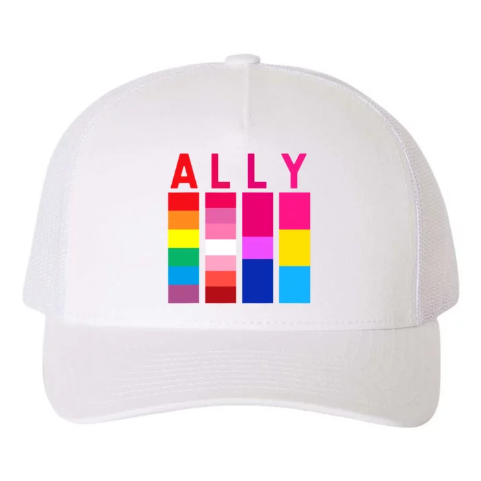 Proud Ally Pride Rainbow LGBT Ally Yupoong Adult 5-Panel Trucker Hat