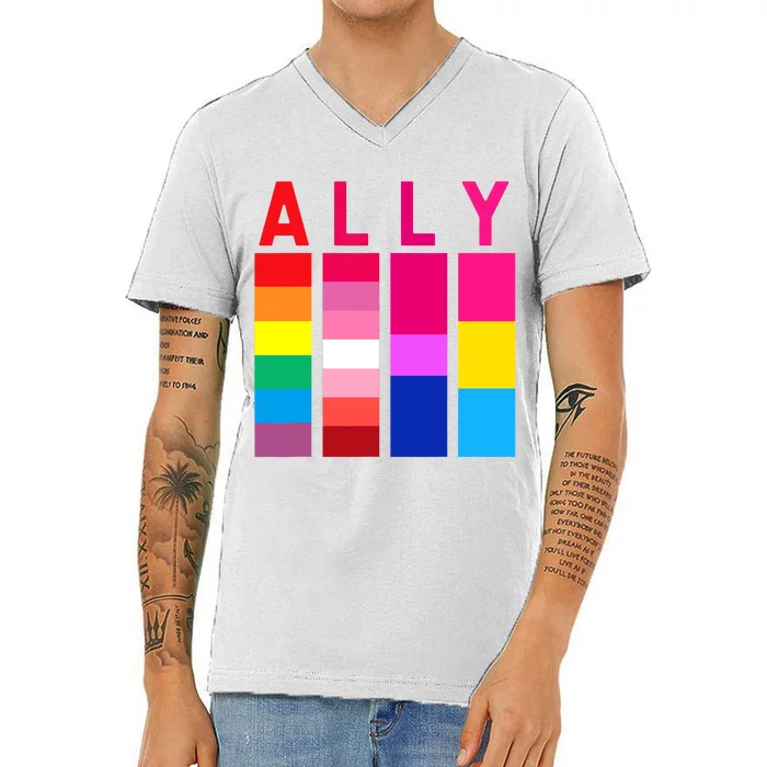 Proud Ally Pride Rainbow LGBT Ally V-Neck T-Shirt