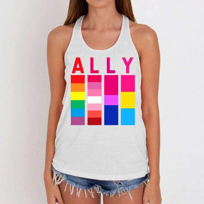 Proud Ally Pride Rainbow LGBT Ally Women's Knotted Racerback Tank