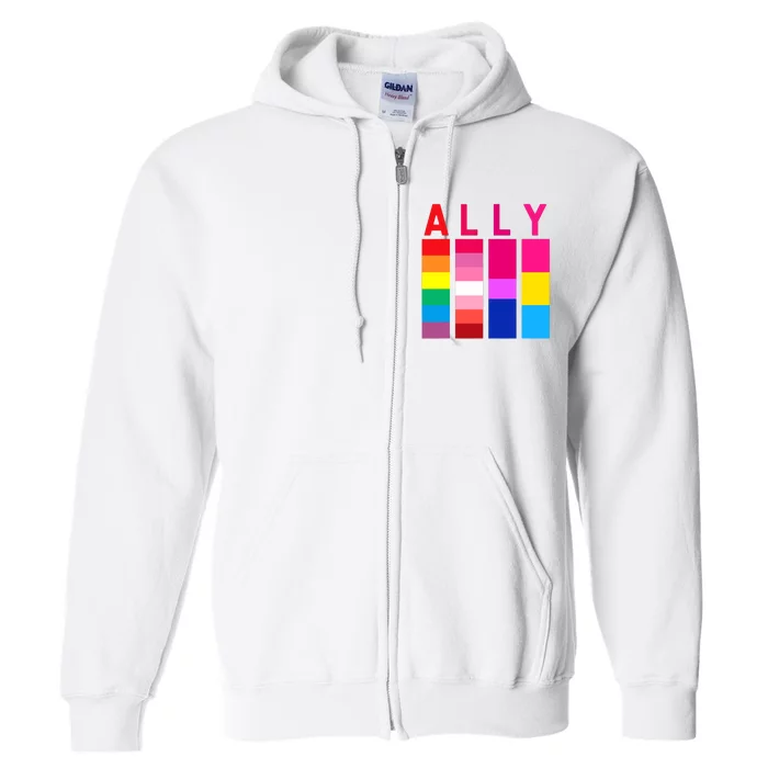 Proud Ally Pride Rainbow LGBT Ally Full Zip Hoodie