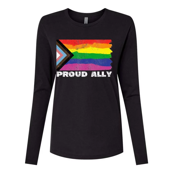 Proud Ally Pride Month LGTBQ Black Pride Flag Womens Cotton Relaxed Long Sleeve T-Shirt