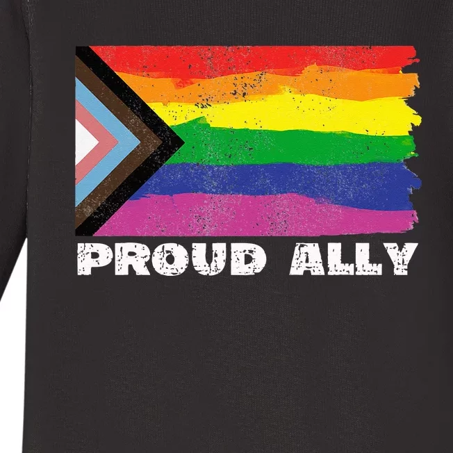 Proud Ally Pride Month LGTBQ Black Pride Flag Baby Long Sleeve Bodysuit