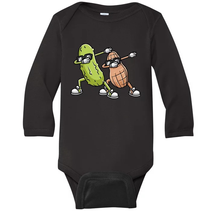 Peanut And Pickle Dabbing Peanut Butter Lover Baby Long Sleeve Bodysuit