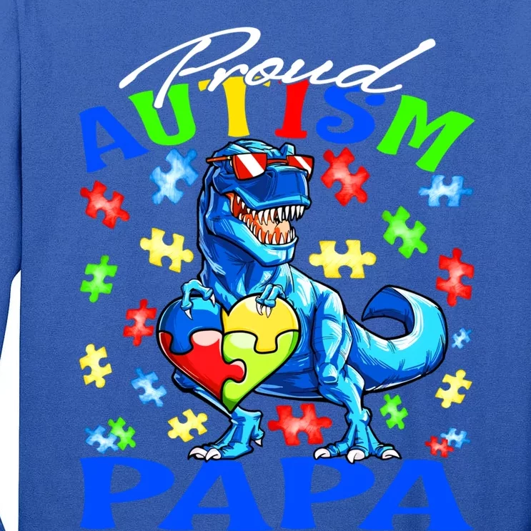 Proud Autism Papa Dinosaur Autism Awareness Gift Tall Long Sleeve T-Shirt