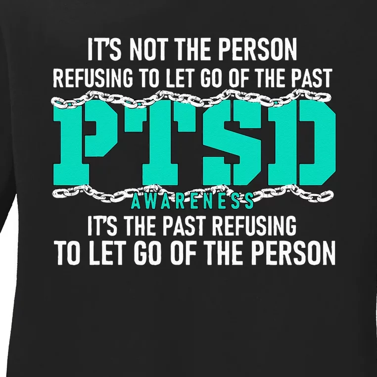 Ptsd Awareness Ptsd Awareness Teal Ribbon Ladies Long Sleeve Shirt