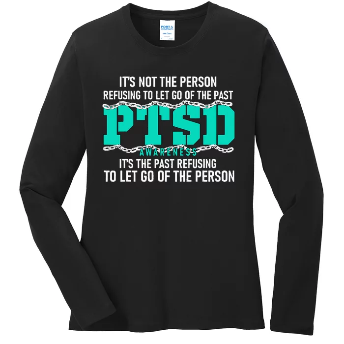 Ptsd Awareness Ptsd Awareness Teal Ribbon Ladies Long Sleeve Shirt