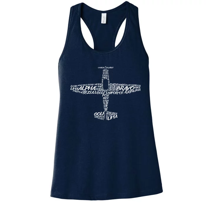 Phonetic Alphabet Pilot Airplane Women's Racerback Tank