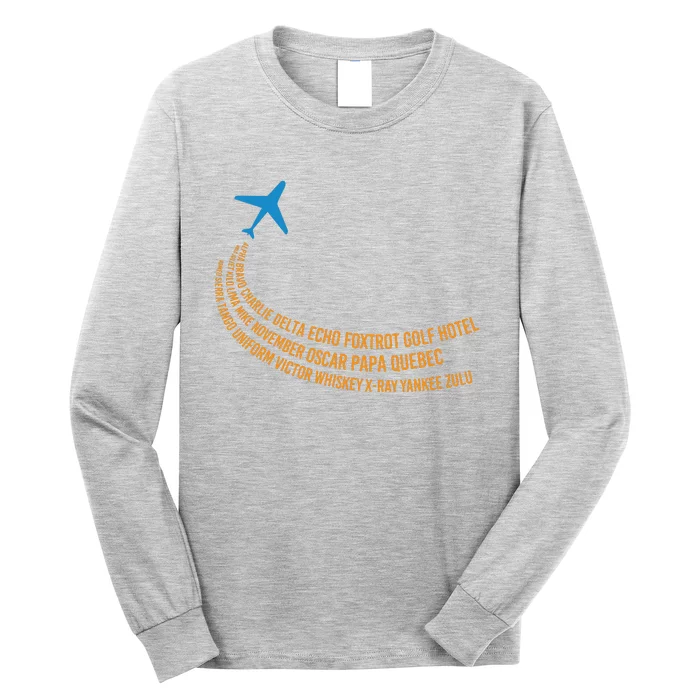 Phonetic Alphabet Pilot Airplane Long Sleeve Shirt