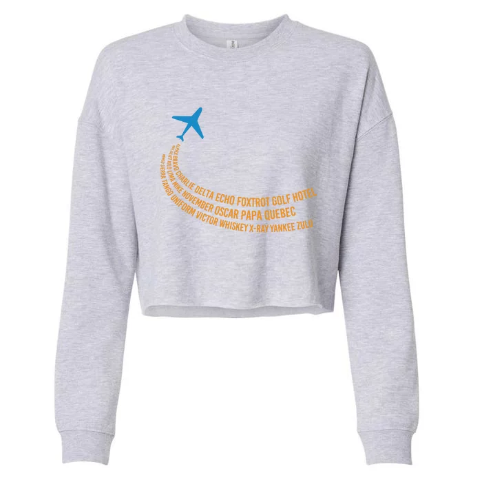 Phonetic Alphabet Pilot Airplane Cropped Pullover Crew