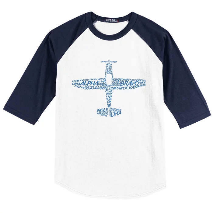 Phonetic Alphabet Pilot Airplane Baseball Sleeve Shirt