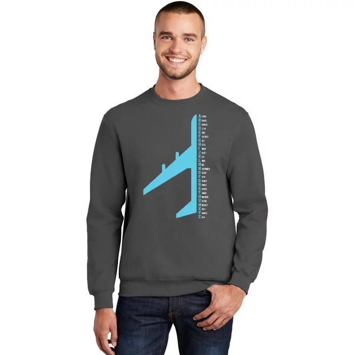 Phonetic Alphabet Pilot Airplane Funny Aviator Lover Tall Sweatshirt