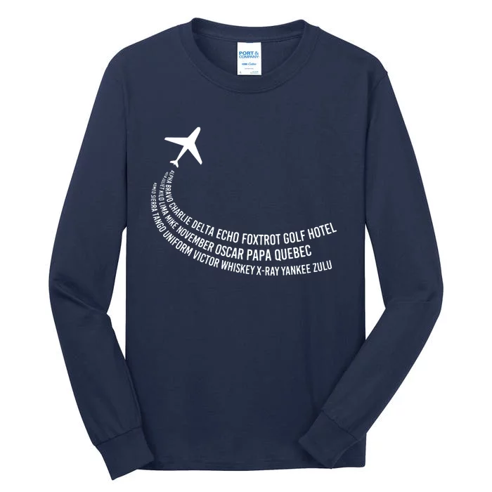 Phonetic Alphabet Pilot Airplane Tall Long Sleeve T-Shirt