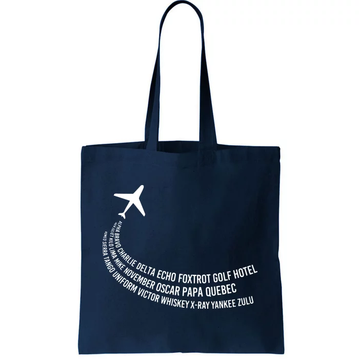 Phonetic Alphabet Pilot Airplane Tote Bag