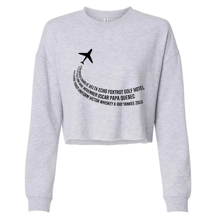 Phonetic Alphabet Pilot Airplane Cropped Pullover Crew