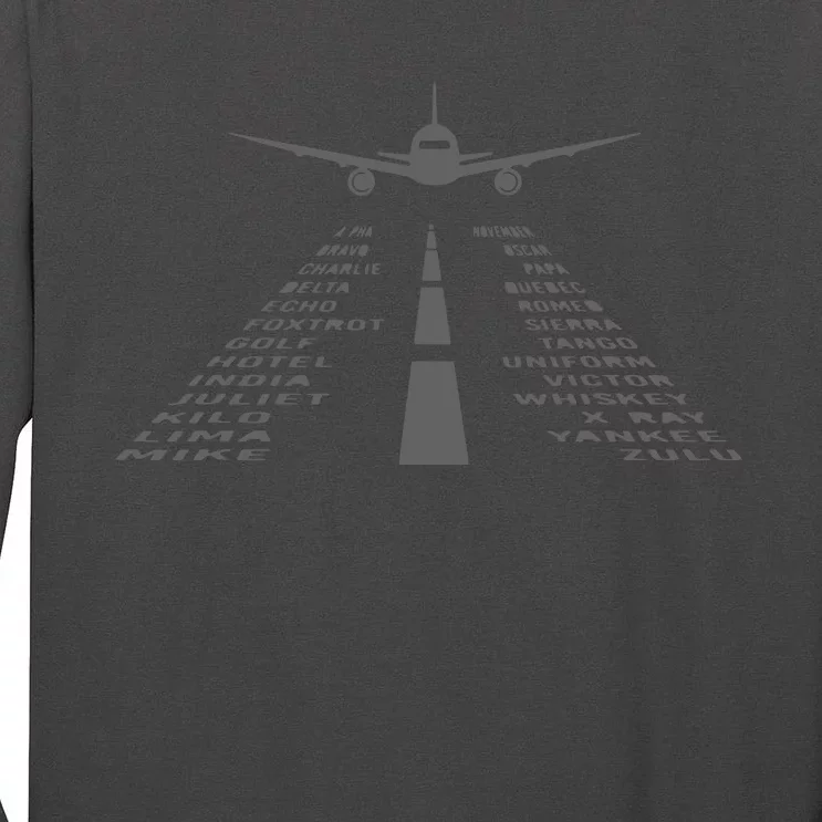 Phonetic Alphabet Pilot Airplane Tall Long Sleeve T-Shirt