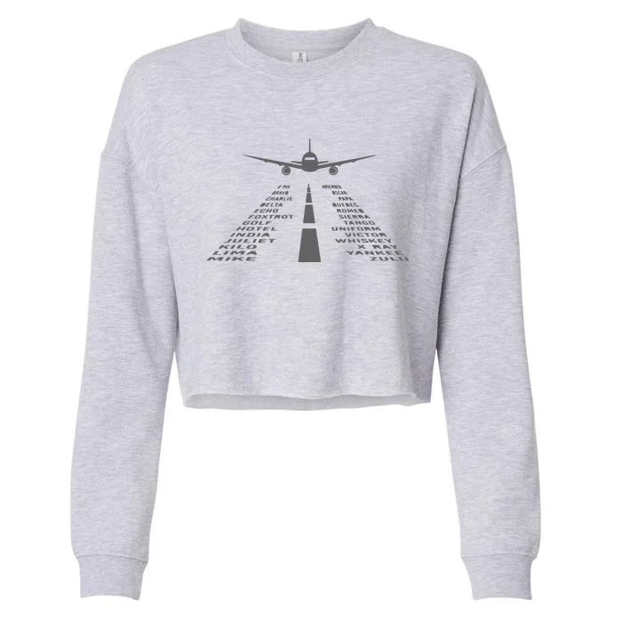 Phonetic Alphabet Pilot Airplane Cropped Pullover Crew