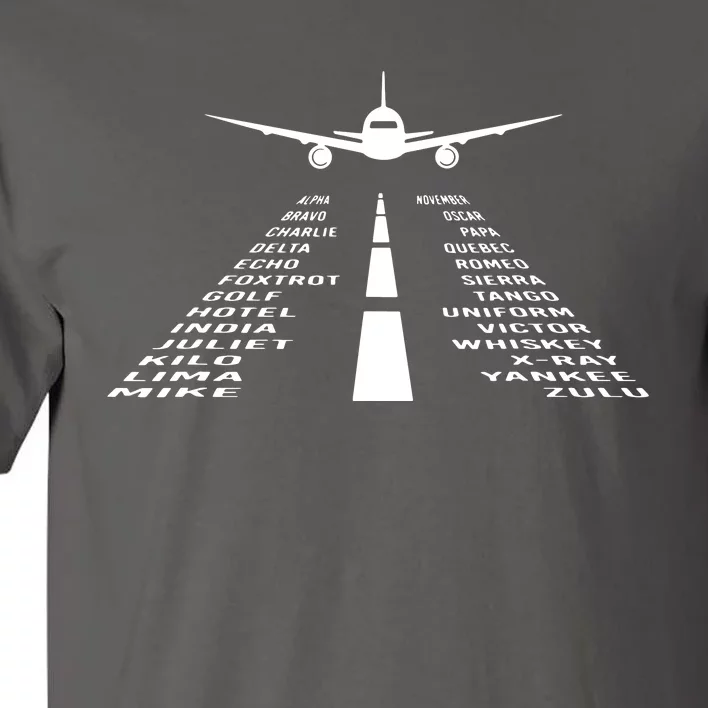 Phonetic Alphabet Pilot Airplane Tall T-Shirt