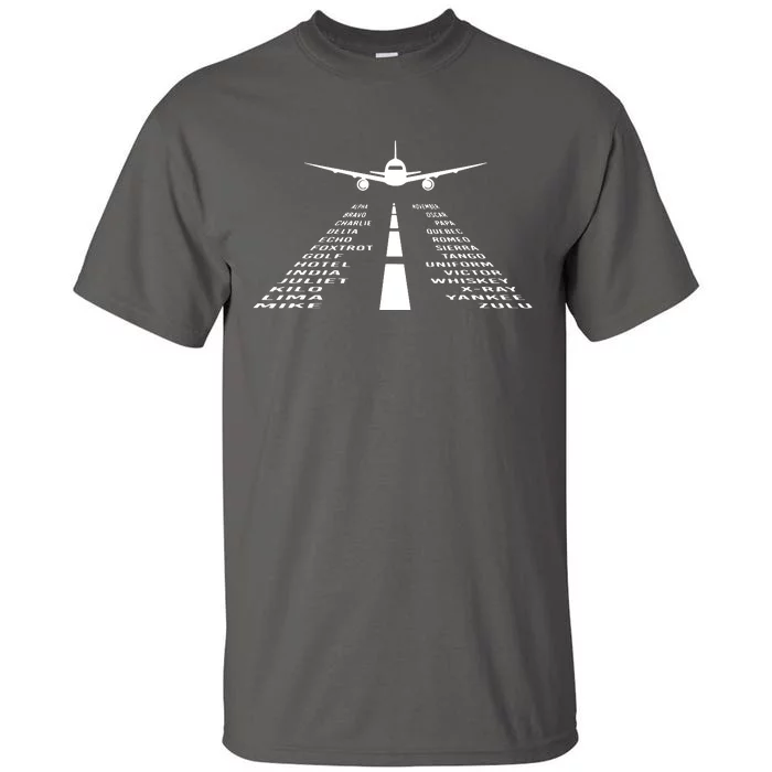 Phonetic Alphabet Pilot Airplane Tall T-Shirt