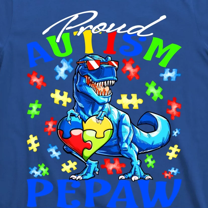 Proud Autism Pepaw Dinosaur Autism Awareness Great Gift T-Shirt