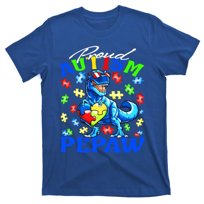 Proud Autism Pepaw Dinosaur Autism Awareness Great Gift T-Shirt