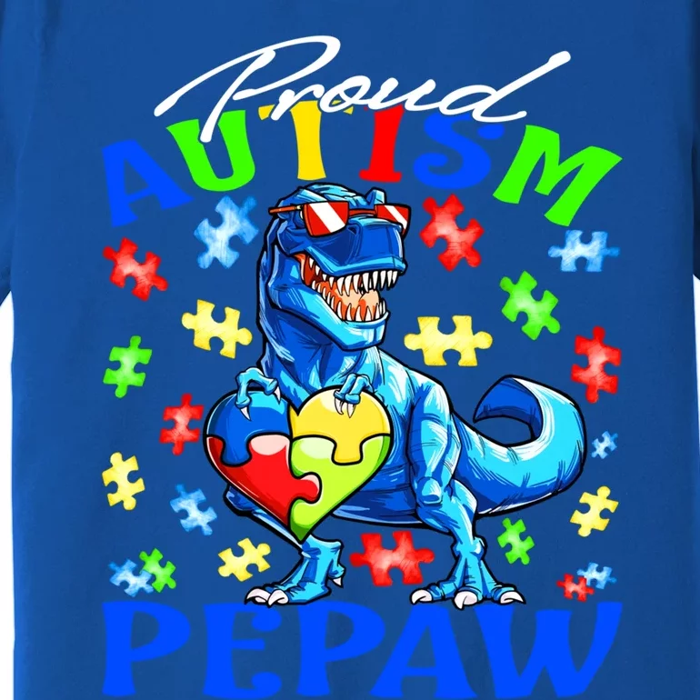 Proud Autism Pepaw Dinosaur Autism Awareness Great Gift Premium T-Shirt